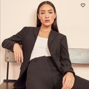 Reformation Black Blazer Power Shoulders S